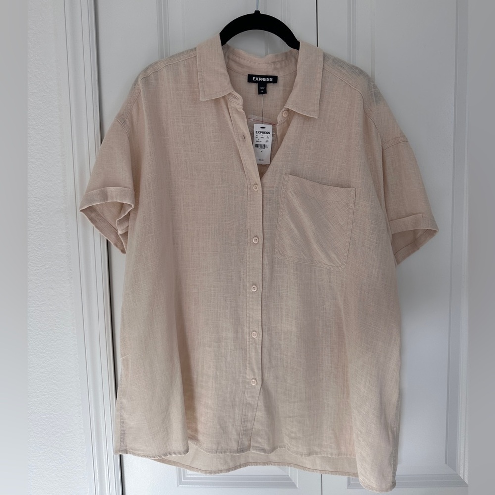 NWT Express Cream Casual Button Down Shirt - Size M